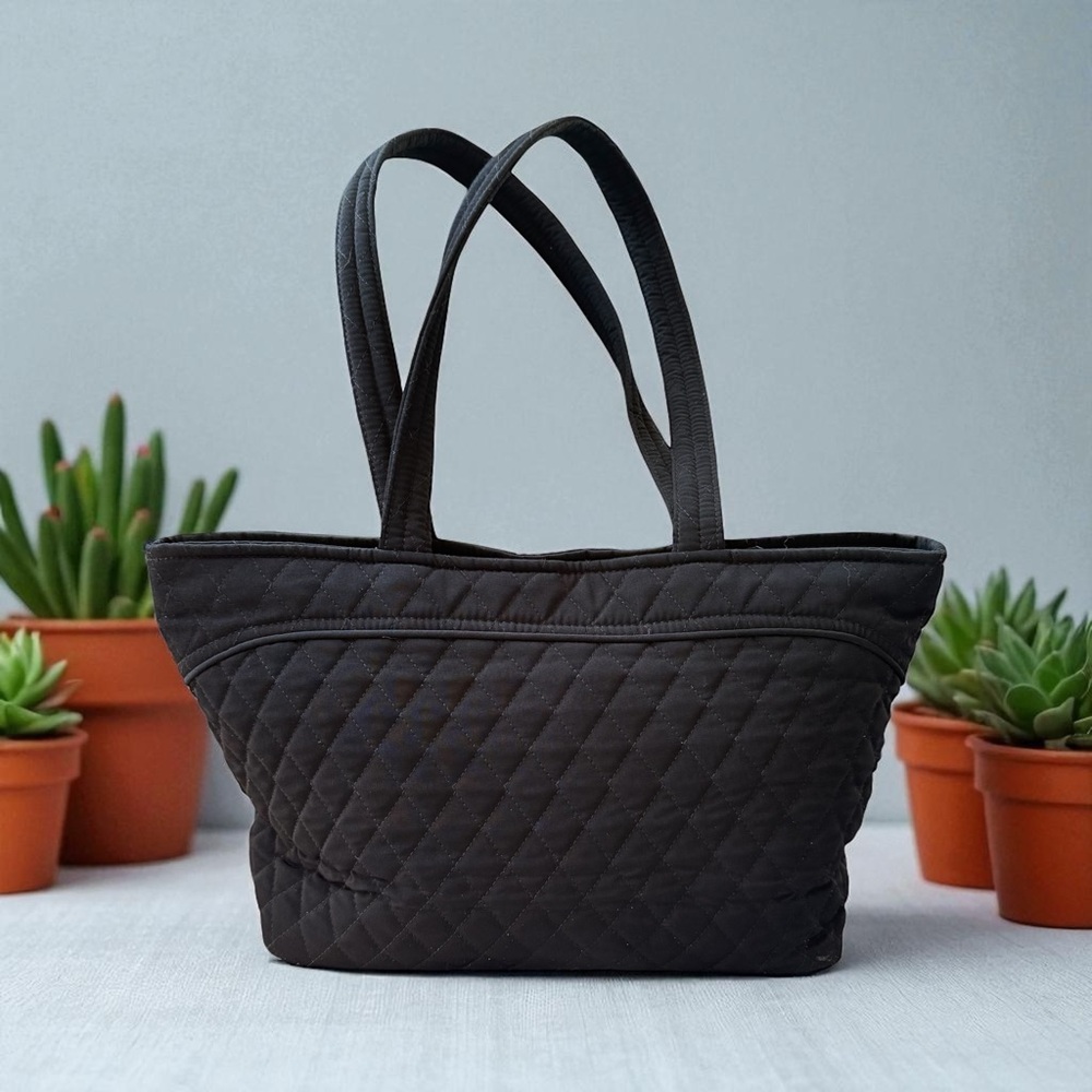 Vera Bradley small quilted black tote bag